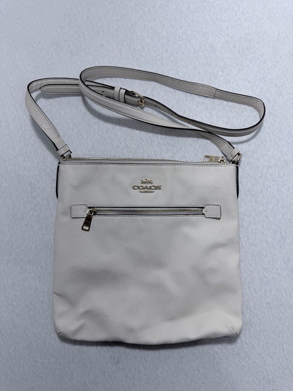 Coach Crossgrain Leather Rowan File Bag CrossbodyHandbag Chalk C1556